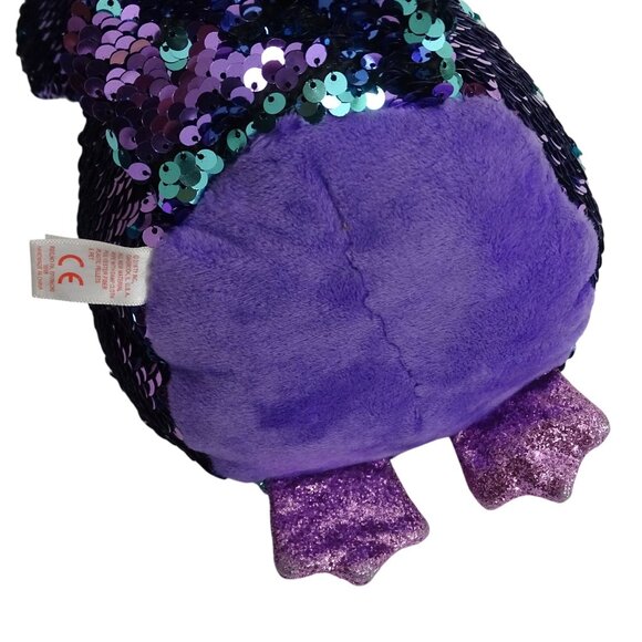 Ty Flippables Moonlight Owl Sequin Purple Green Stuffed Animal Plush Soft Toy 9" - Picture 3 of 16